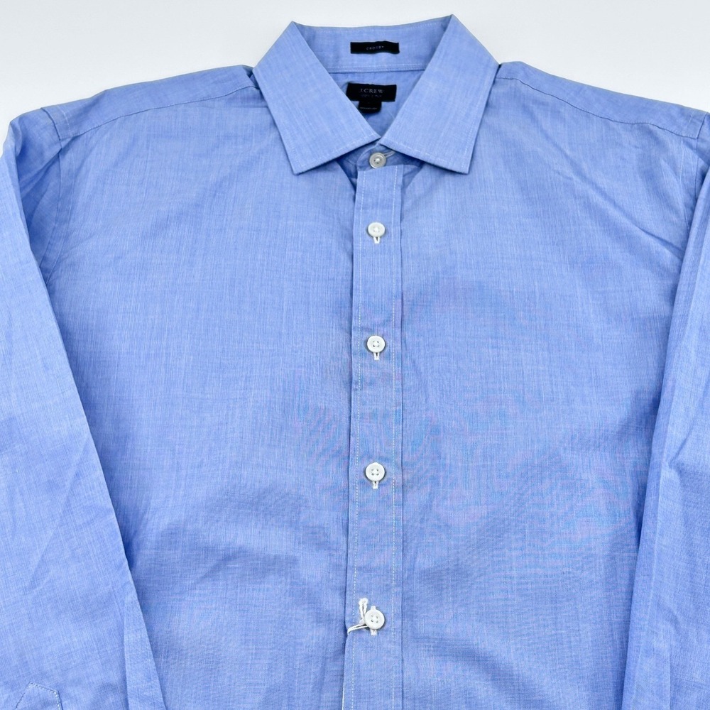 J.Crew Dress Shirt Mens Large Blue Crosby 120s 2-Ply Cotton Tailored